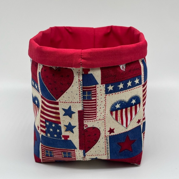 NEW Handmade Fabric Basket / USA Home Decor / 4th of July Decor - Picture 3 of 3